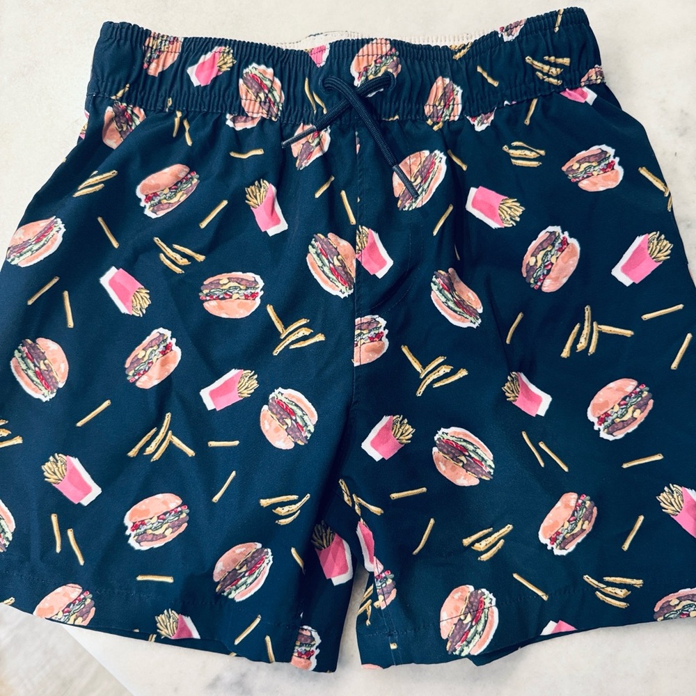 Abercrombie Kids- Hamburger and Fries Swim Trunks.  Size 7/8